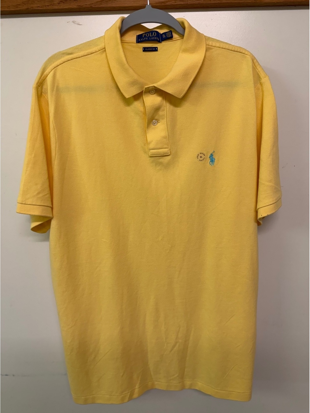 Polo Ralph Lauren Classic Fit Yellow Cotton Polo Shirt Size L